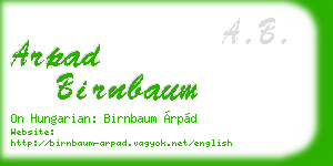 arpad birnbaum business card